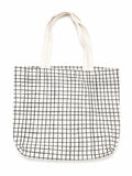 Natural Grid Canvas Tote Bag