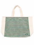 Green Striped Canvas Field Tote Bag