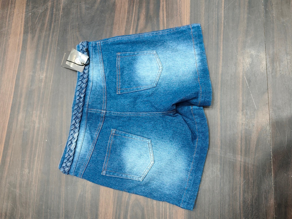 Women's Braided Waistband Denim Shorts with Patch Pockets : Size 30
