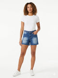 Women's Braided Waistband Denim Shorts with Patch Pockets : Size 30