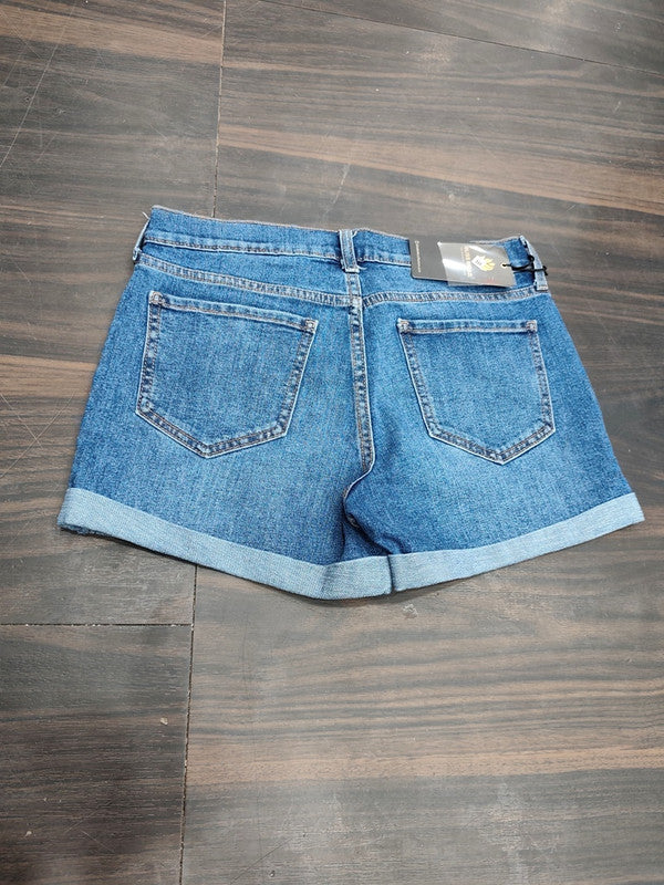 Women's High-Waisted Cuffed Denim Shorts : Size 30