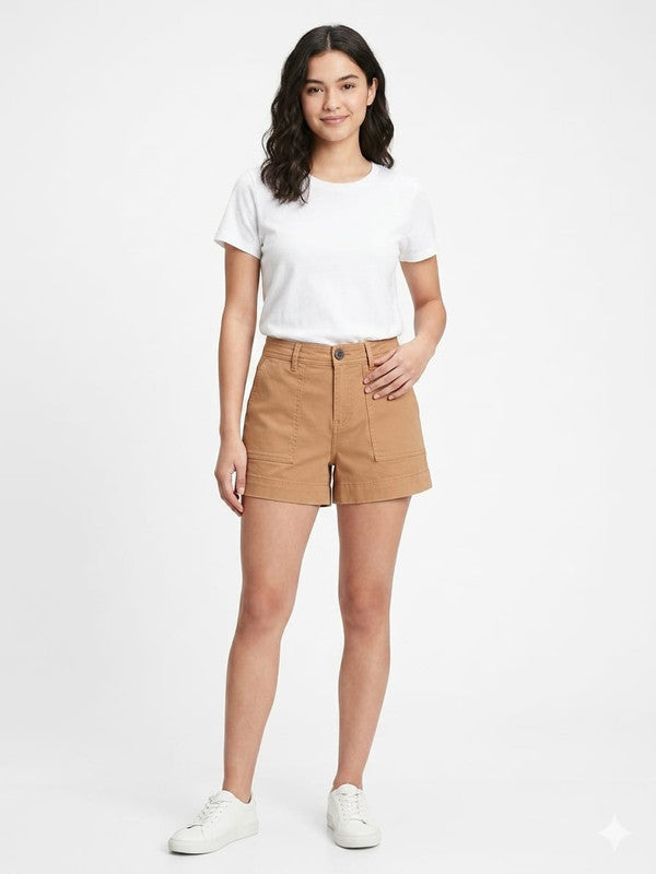 Women's High-Rise Utility Patch-Pocket Shorts: Size 30