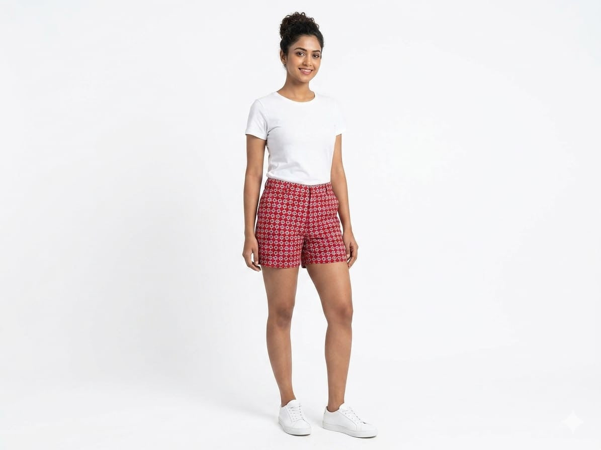 Women's Cotton Geometric Print Casual Shorts : Size 32