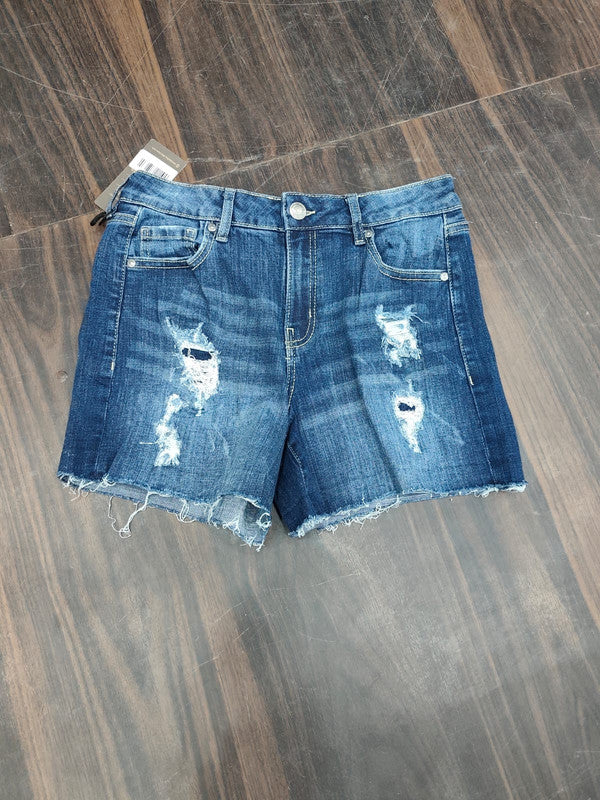 High-Rise Distressed Denim Shorts : Size 30