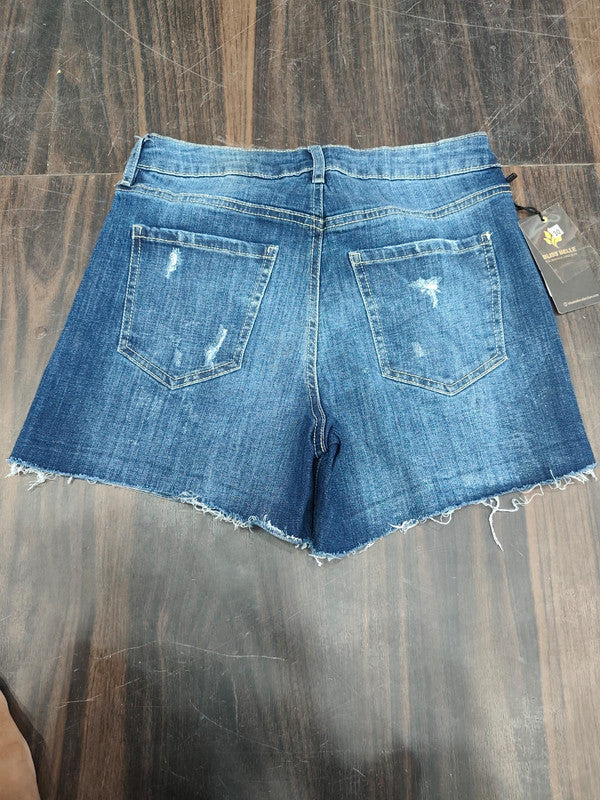 High-Rise Distressed Denim Shorts : Size 30