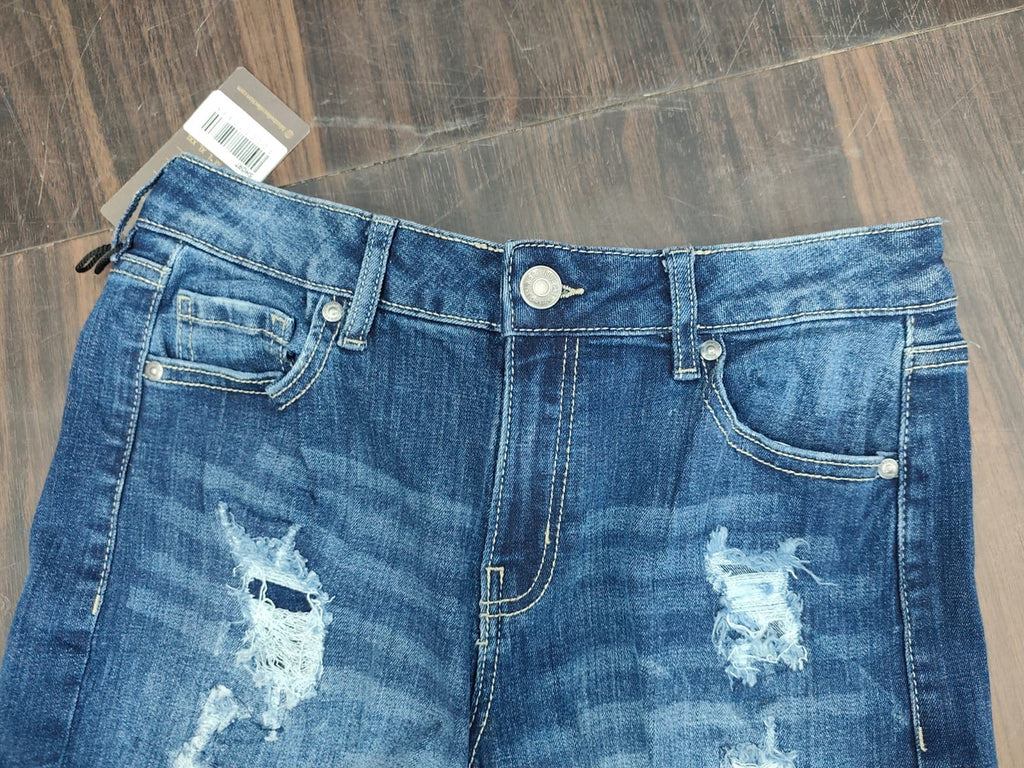 High-Rise Distressed Denim Shorts : Size 30