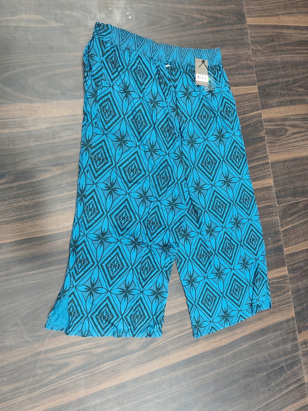 Vibrant Geometric Print Palazzo - Blue - Size: 42
