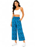 Vibrant Geometric Print Palazzo - Blue - Size: 42