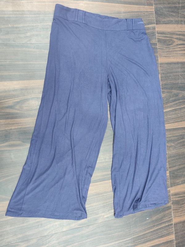 Women's Navy Blue Wide-Leg Flared Palazzo - Blue - Size: 40