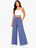 Women's Navy Blue Wide-Leg Flared Palazzo - Blue - Size: 40