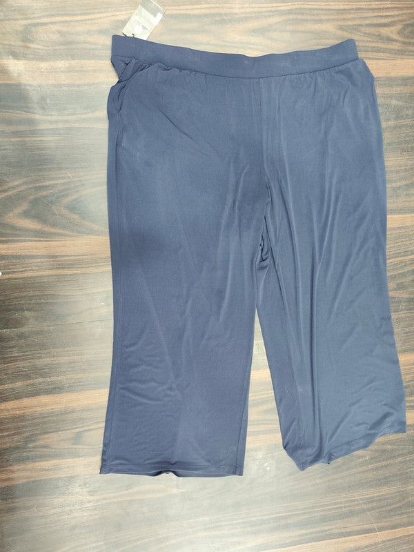 Navy Blue Relaxed Fit Palazzo Pants - Blue - Size: 46