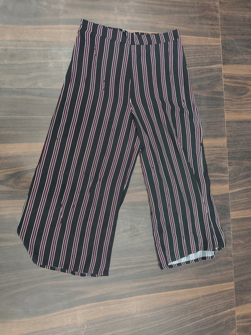 Black & Red Striped Wide-Leg Palazzo Pants - Black - Size: 30
