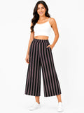Black & Red Striped Wide-Leg Palazzo Pants - Black - Size: 30