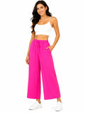 Women's Flared Wide-Leg Palazzo Pants - PINK - Size: 32