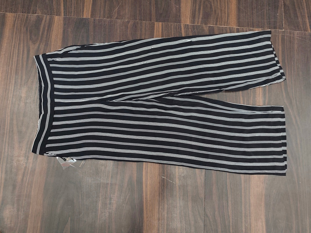 Women's Black and White Striped Wide Leg Palazzo - Black - Size: 30