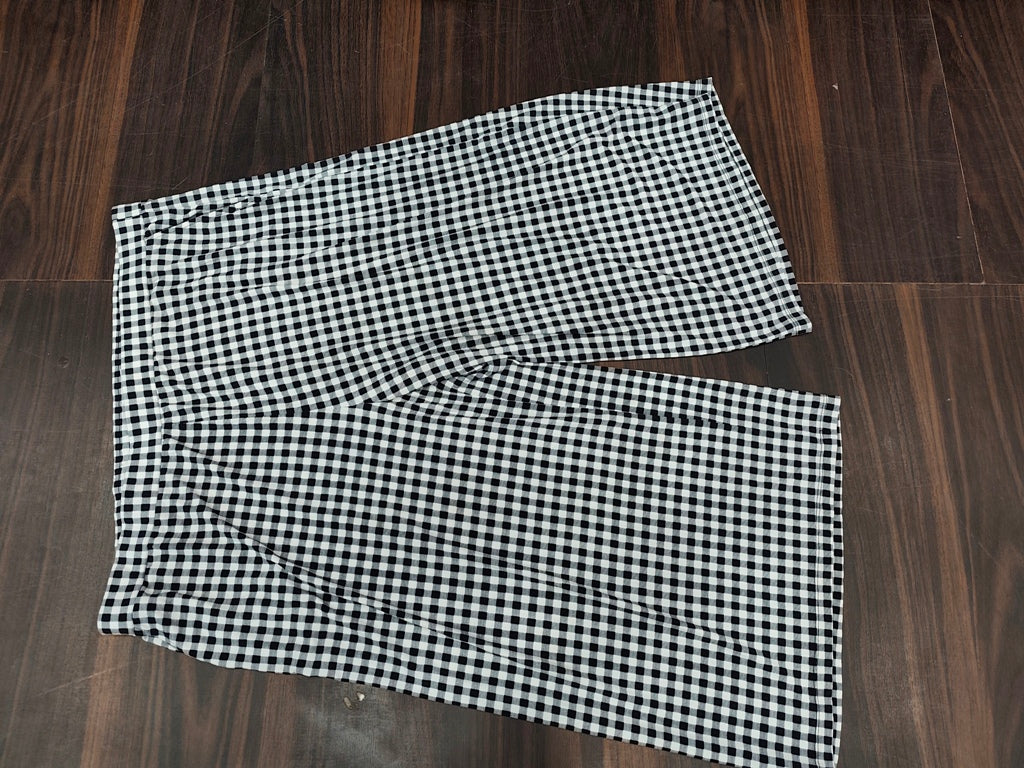 Women's Gingham Check Wide-Leg Palazzo - Black and White - Size: 30