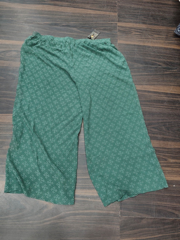 Green Printed Wide-Leg Palazzo Pants - GREEN - Size: 46