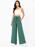 Green Printed Wide-Leg Palazzo Pants - GREEN - Size: 46